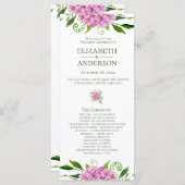 Pink Hydrangea Wedding Programmakaart (Voorkant / Achterkant)