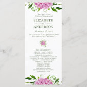 Pink Hydrangea Wedding Programmakaart (Voorkant)