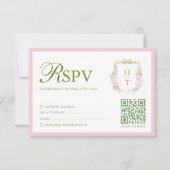 Pink Hydrangea Wedding RSVP Card Kaartje (Voorkant)