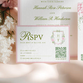 Pink Hydrangea Wedding RSVP Card Kaartje