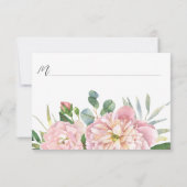Pink Hydrangea Wedding RSVP Kaartje (Achterkant)