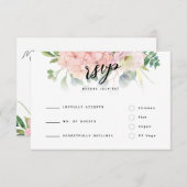 Pink Hydrangea Wedding RSVP Kaartje (Voorkant / Achterkant)