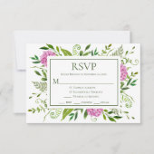 Pink Hydrangea Wedding RSVP Kaartje (Voorkant)