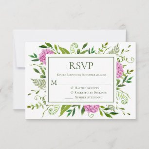 Pink Hydrangea Wedding RSVP Kaartje