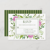 Pink Hydrangea Wedding RSVP Kaartje (Voorkant / Achterkant)