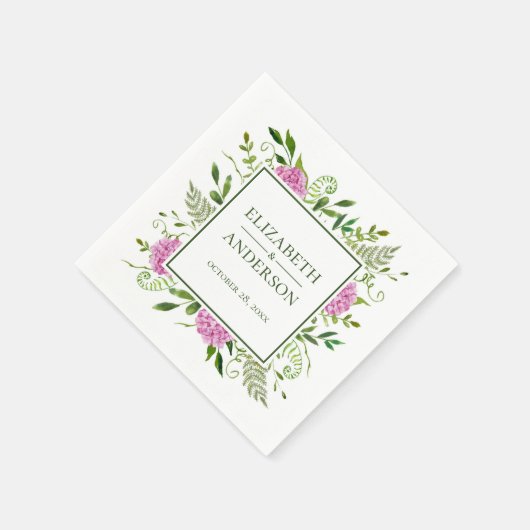 Pink Hydrangea Wedding Servet (Hoek)