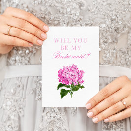 Pink Hydrangea zal mijn Bridesmaid zijn Briefkaart