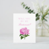 Pink Hydrangea zal mijn Bridesmaid zijn Briefkaart (Staand voorkant)