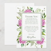 Pink Hydrangeas 65th Birthday  Bedankkaart (Voorkant / Achterkant)