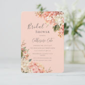 Pink Hydrangeas Floral Bridal Shower Kaart (Staand voorkant)