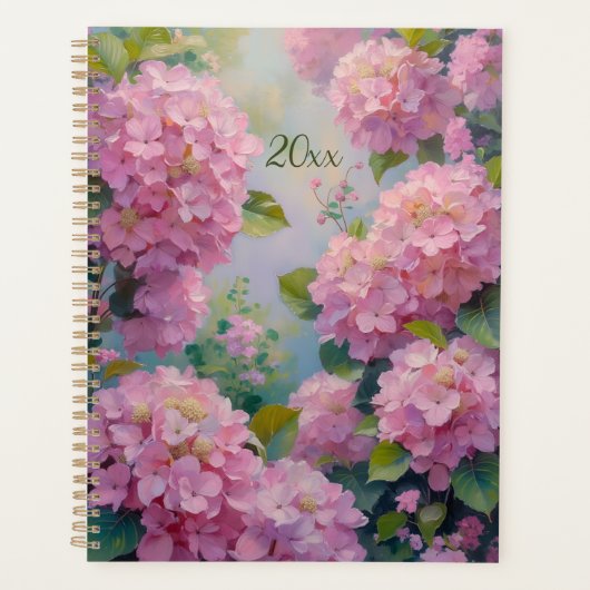 Pink Hydrangeas Floral Spiral-Bound Planner Spring (Voorkant)