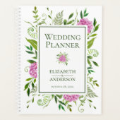 Pink Hydrangeas Floral Waterverf Wedding Planner (Voorkant)