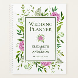 Pink Hydrangeas Floral Waterverf Wedding Planner