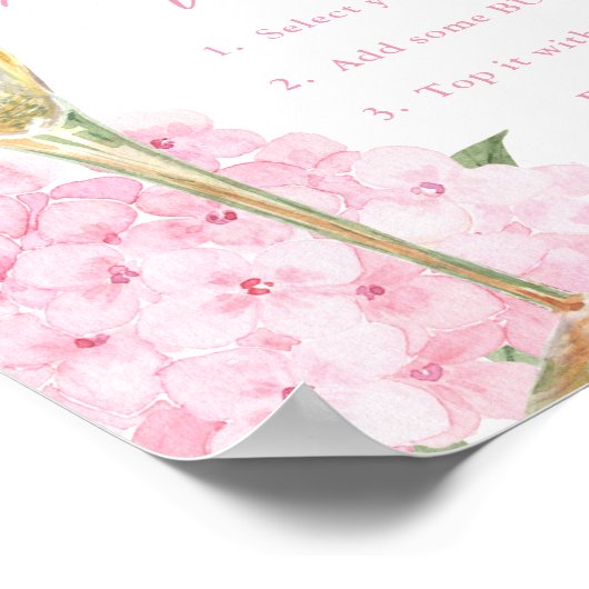 Pink Hydrangeas & Gold Glass Mimosa Bar Poster (Hoek)