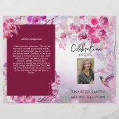 Pink Hydrangeas Hummingbird Funeral Programme Flyer (Voorkant)