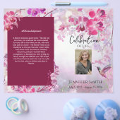 Pink Hydrangeas Hummingbird Funeral Programme Flyer (Enkel)