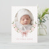 Pink  Hydrangeas Vintage Birth Announcement Kaart (Staand voorkant)