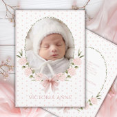 Pink Hydrangeas Vintage Birth Announcement Kaart
