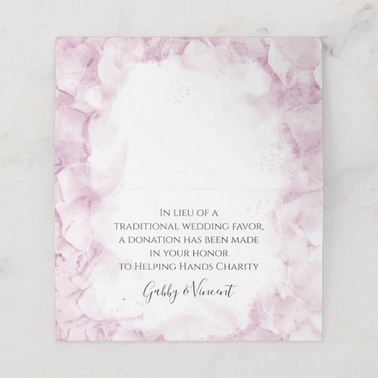 Pink Hydrangeas Waterverf Wedding Charity Favors Plaatskaartje (Buitenkant ongevouwen)