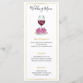 Pink Hydrangeas Wine Glass Wedding Flat Menu (Voorkant)