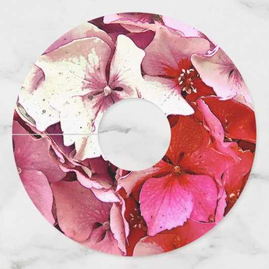 PINK HYDRANGES WIJNGLASLABEL (Voorkant)