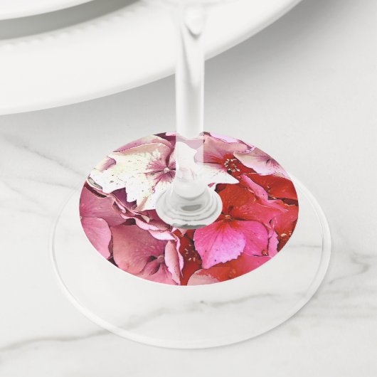 PINK HYDRANGES WIJNGLASLABEL (Dichtbij)