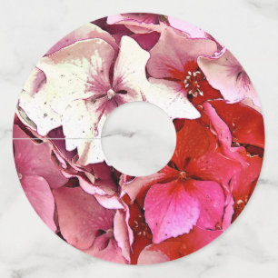 PINK HYDRANGES WIJNGLASLABEL
