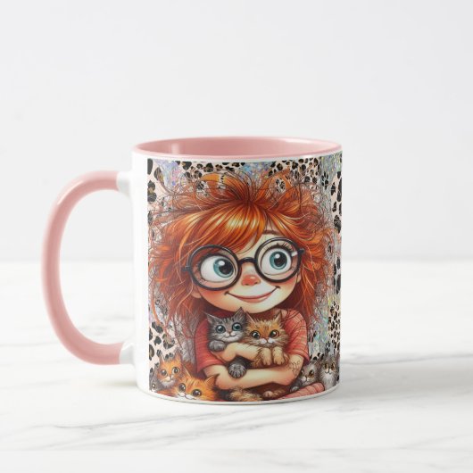 Pink I Love Cats Mug Mok (Links)