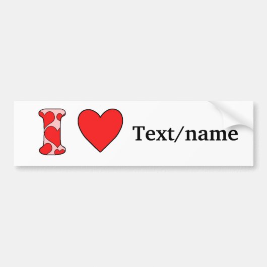 Pink i love costomized bumpersticker (Voorkant)