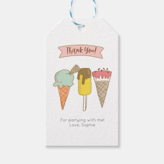 Pink Ice Cream Bedankt labels | Favoriete labels Cadeaulabel (Voorkant)