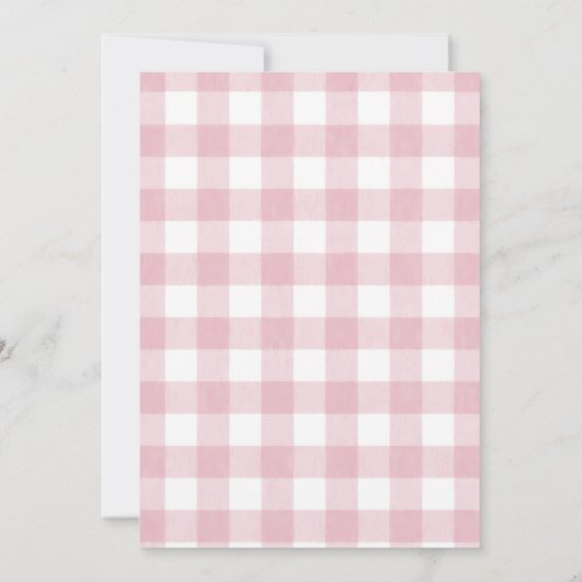 Pink Ice Cream Bow Gingham Bridal Shower Kaart (Achterkant)