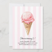 Pink Ice Cream Cone Birthday | Editable Summer Kaart (Voorkant)