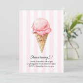 Pink Ice Cream Cone Birthday | Editable Summer Kaart (Staand voorkant)