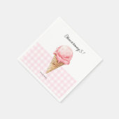 Pink Ice Cream Cone Birthday Napkin | Personalized Servet (Hoek)