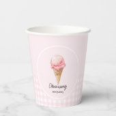 Pink Ice Cream Cone Birthday Party Papieren Bekers (Achterkant)