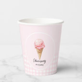 Pink Ice Cream Cone Birthday Party Papieren Bekers (Voorkant)