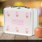 Pink Ice Cream Cone Girl's School Metalen Lunch Bo