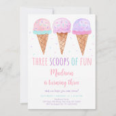 Pink Ice Cream Drie Scoops van Fun Verjaardag Kaart (Voorkant)