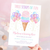Pink Ice Cream Drie Scoops van Fun Verjaardag Kaart