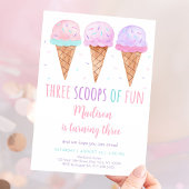 Pink Ice Cream Drie Scoops van Fun Verjaardag Kaart