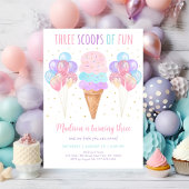 Pink Ice Cream Drie Scoops van Fun Verjaardag Kaart