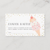 Pink Ice Cream Gold Diaper Raffle Ticket Informatiekaartje (Voorkant)