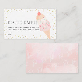 Pink Ice Cream Gold Diaper Raffle Ticket Informatiekaartje