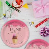 Pink Ice Cream Theme Girl's Eerste Verjaardagsfees Papieren Bordje