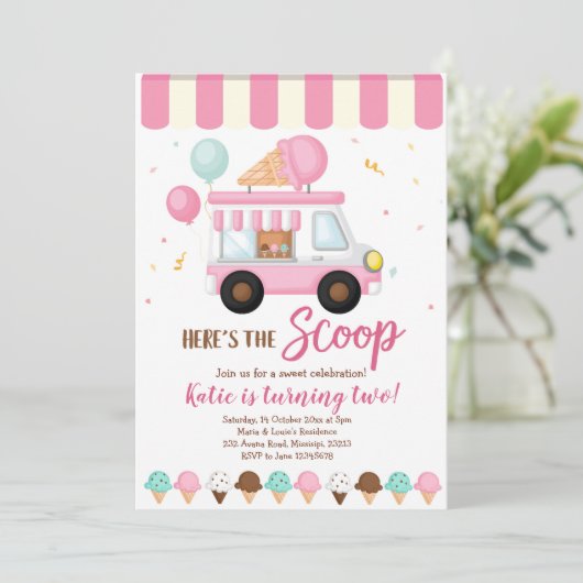 Pink Ice crème verjaardagsfeestdag Kaart (Staand voorkant)