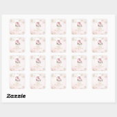 Pink Ice Skating Birthday Gold Glitter Snowflakes Vierkante Sticker (Vel)