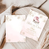 Pink Ice Skating Gold Glitter Snowflake Birthday Kaart