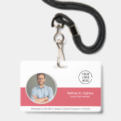 Pink ID | Personeelsfoto ID Bedrijfsbeveiliging Badge (Voorzijde met lanyard)