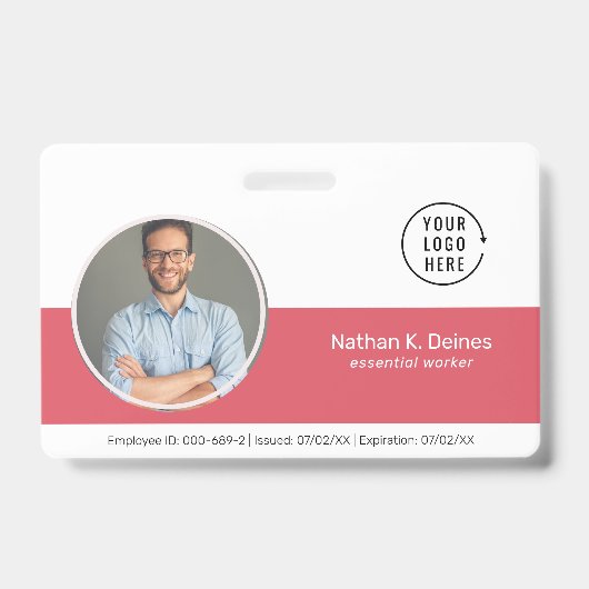 Pink ID | Personeelsfoto ID Bedrijfsbeveiliging Badge (Voorzijde)