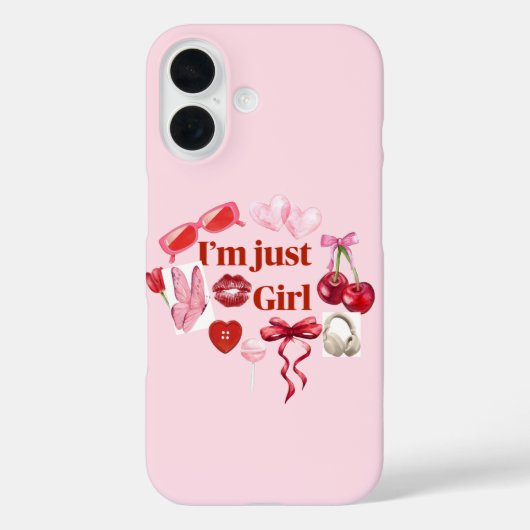 Pink “I'm Just Girl” Phone Case – Playful Feminine (Achterkant)